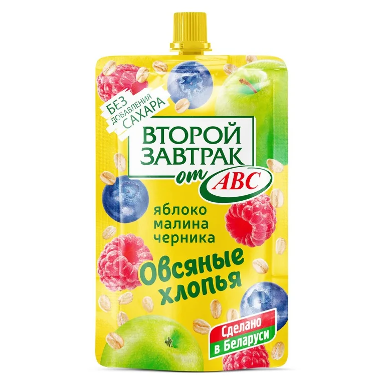Десерт ABC Яблоко, малина и черника с овсяными хлопьями
