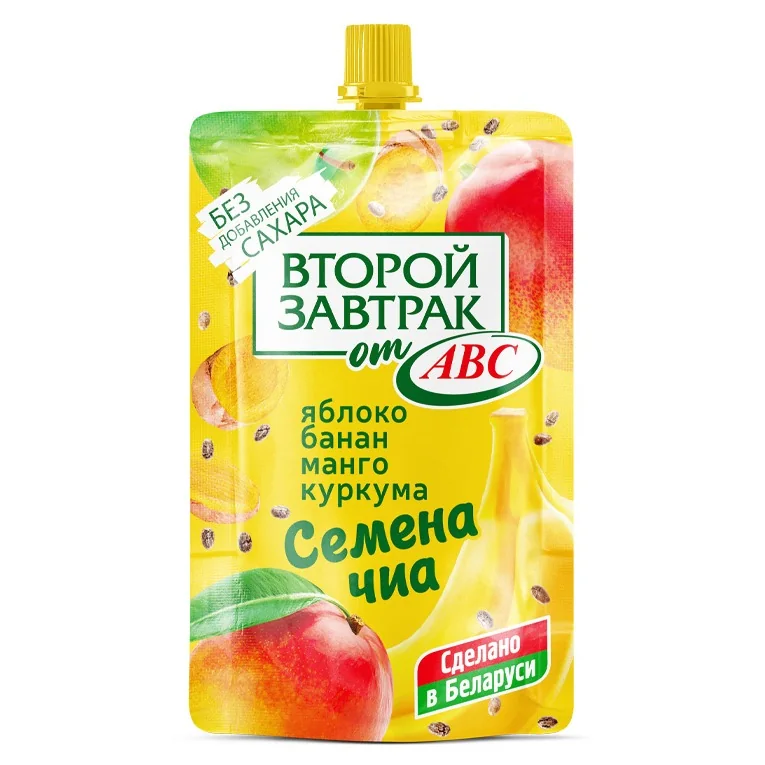 Десерт ABC Яблоко, банан, манго с семенами чиа и куркумой