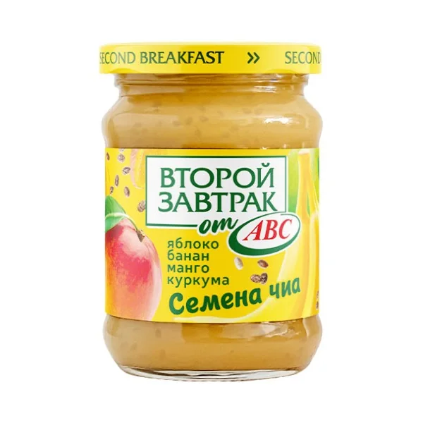 Десерт ABC Яблоко, банан и манго с семенами чиа и куркумой