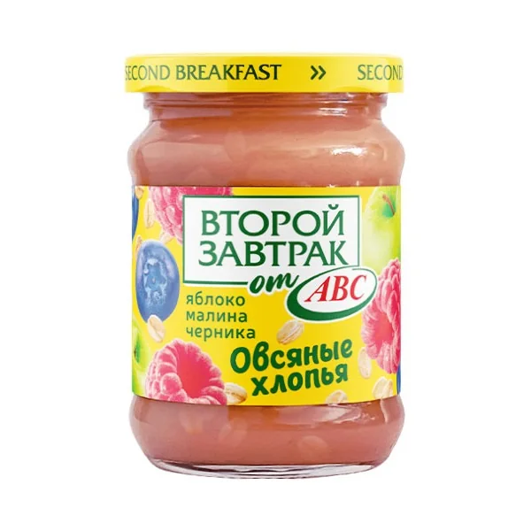 Десерт ABC Яблоко, малина и черника с овсяными хлопьями