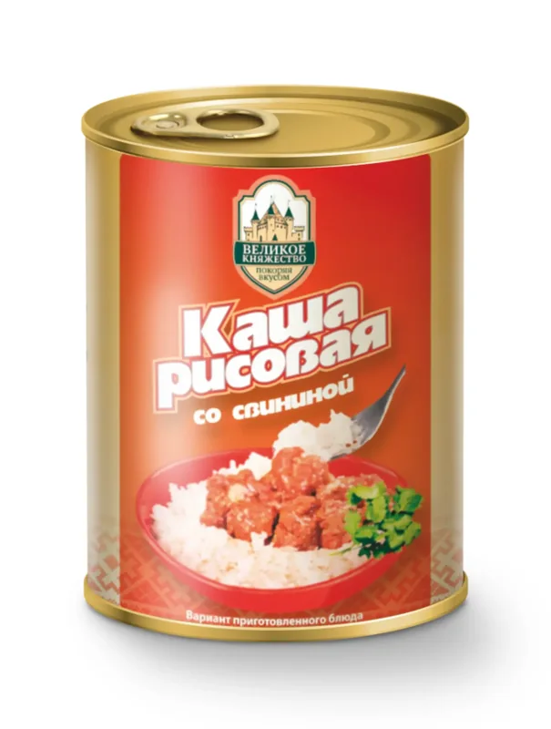 Консервы мясорастительные «Каша рисовая со свининой» ГОСТ 8286-90